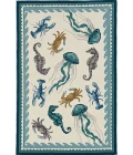 Kas Harbor 4204 Ivory/Teal Beach Life Area Rug 7'6" Round