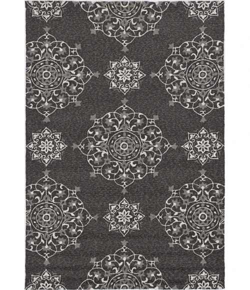Kas Harbor 4207 Charcoal Courtyard Area Rug 7'6" Round