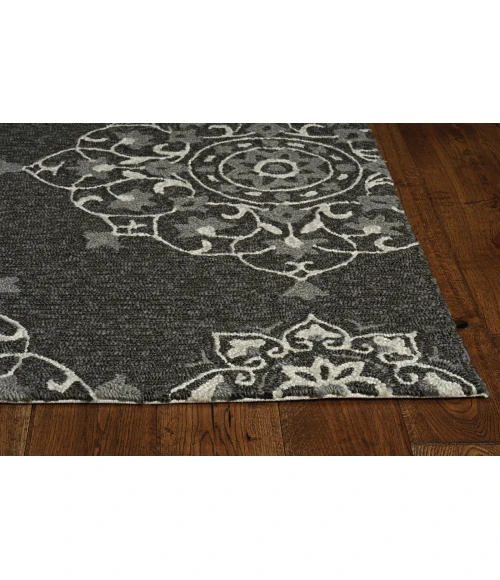 Kas Harbor 4207 Charcoal Courtyard Area Rug 7'6" Round