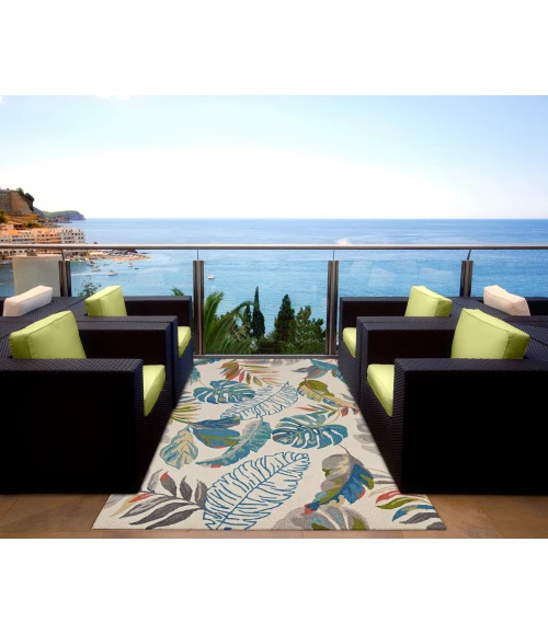 Kas Harbor 4211 Ivory/Teal Palms Area Rug 2' x 3'