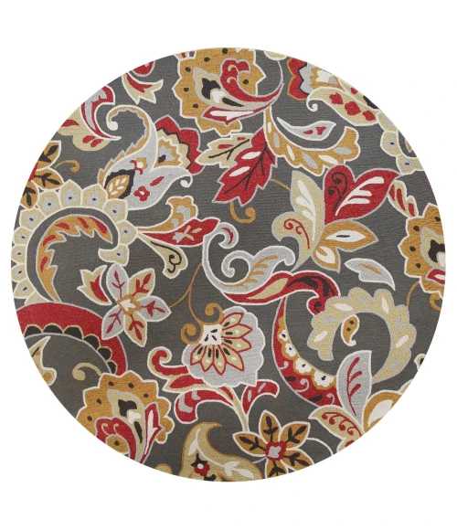 Kas Harbor 4213 Taupe Flora Area Rug 7'6" Round
