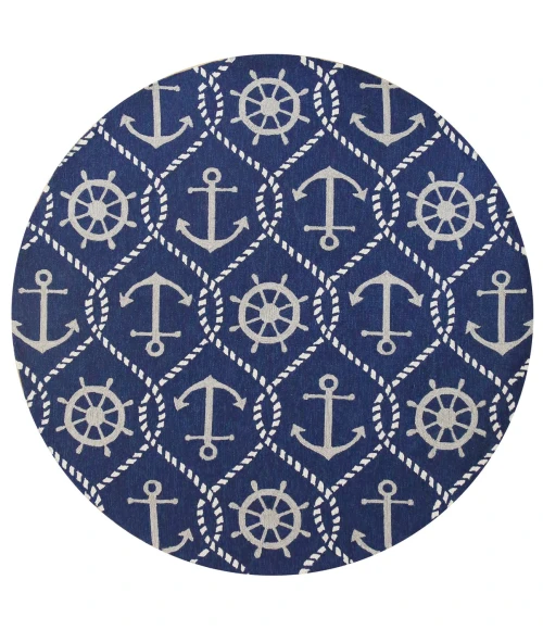 Kas Harbor 4220 Navy Marina Area Rug 7'6" Round