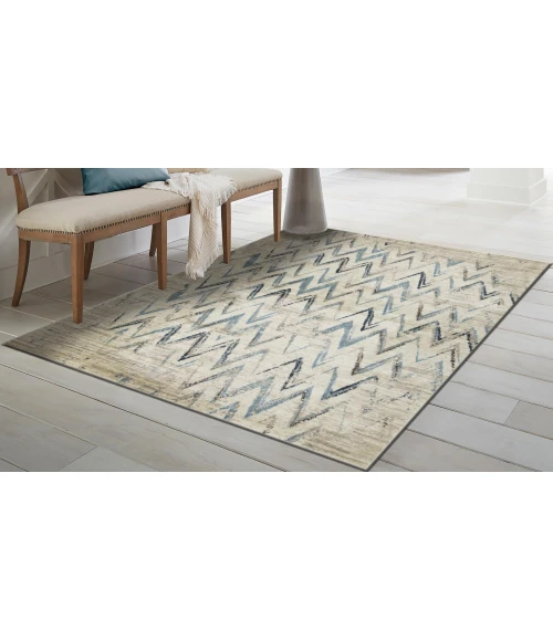 Kas Heritage 9364 Ivory/Blue Chevron Area Rug 7'7" x10'10"