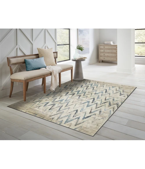 Kas Heritage 9364 Ivory/Blue Chevron Area Rug 7'7" x10'10"