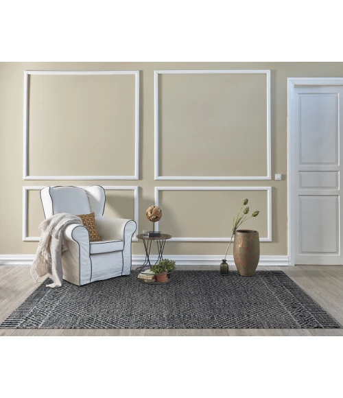 Kas Hudson 2463 Grey/Black Retreat Area Rug 6'6" x 9'6"