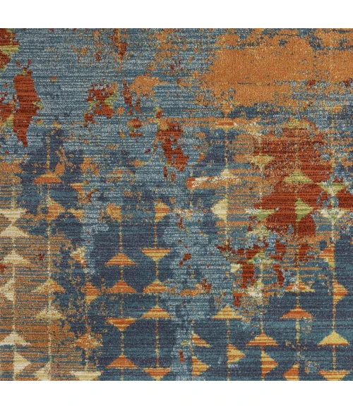 Kas Illusions 6208 Blue/Coral Elements Area Rug 3'3" x 4'11"