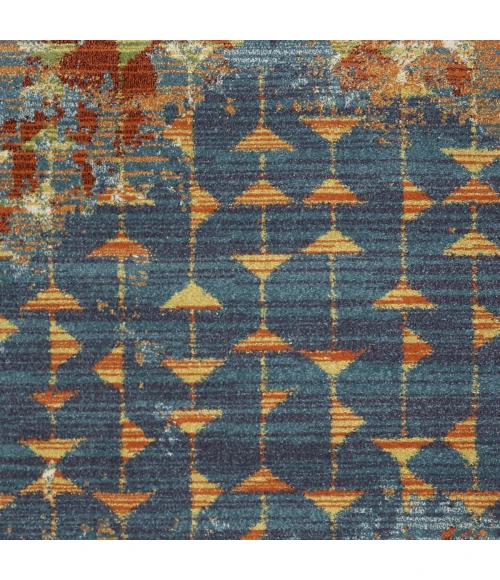 Kas Illusions 6208 Blue/Coral Elements Area Rug 3'3" x 4'11"