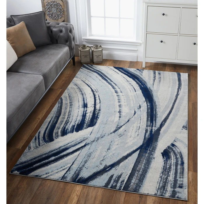 Kas Illusions 6219 Ivory/Blue Elements Area Rug 7'10" x 10'10"