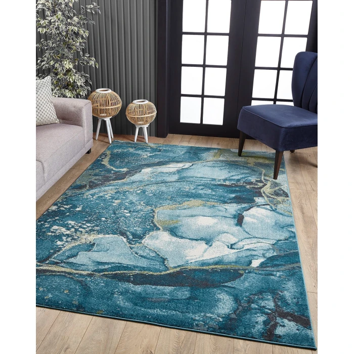 Kas Illusions 6225 Teal Stone Area Rug 7'10" x 10'10"