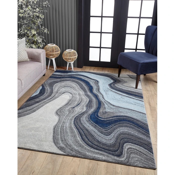 Kas Illusions 6227 Blue/Grey Marble Area Rug 9'10" x 13'2"