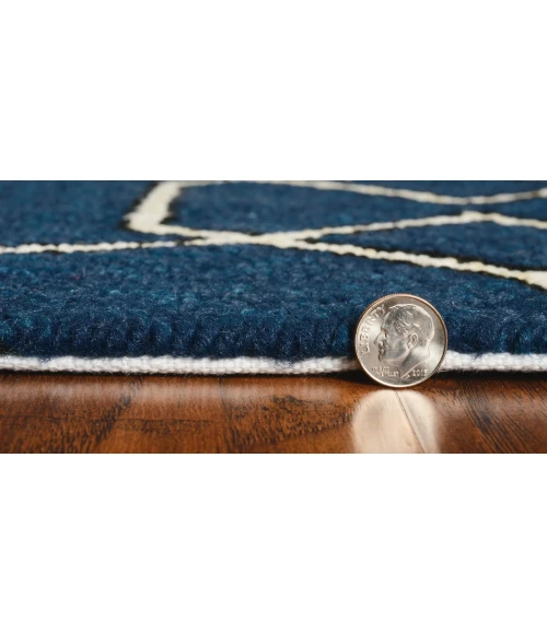 Kas Libby Langdon Hamptons 5230 Navy Groovy Gate Area Rug 7' Square