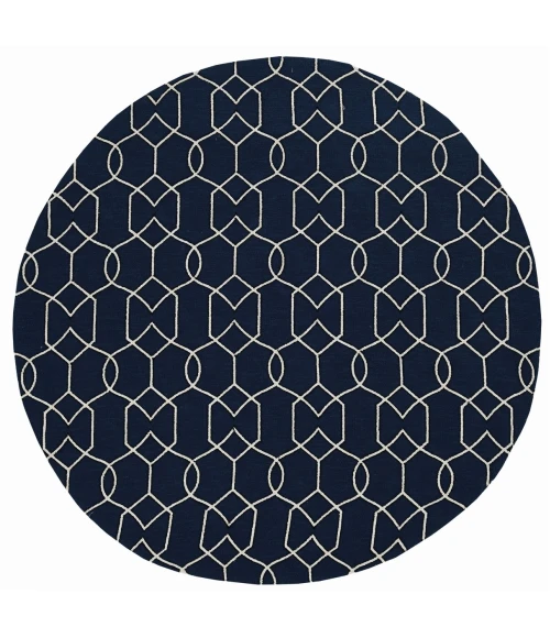 Kas Libby Langdon Hamptons 5230 Navy Groovy Gate Area Rug 7' Square