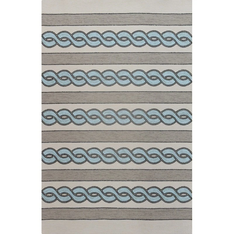 Kas Libby Langdon Hamptons 5235 Ivory/Spa Cable Knit Area Rug 6'6" x 9'6"