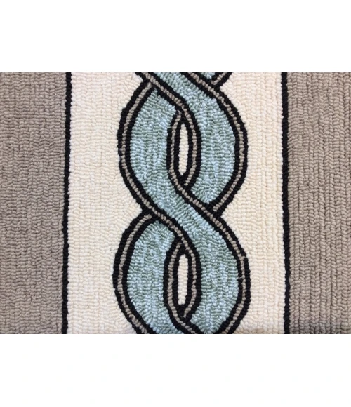 Kas Libby Langdon Hamptons 5235 Ivory/Spa Cable Knit Area Rug 7' Square