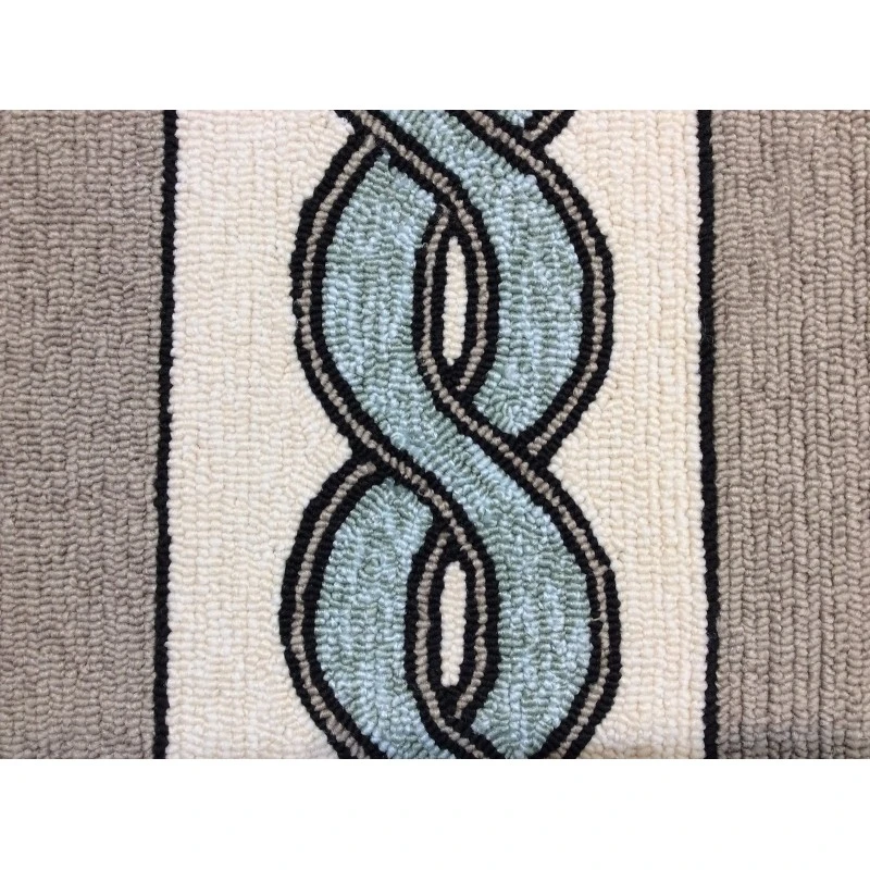 Kas Libby Langdon Hamptons 5235 Ivory/Spa Cable Knit Area Rug 6'6" x 9'6"
