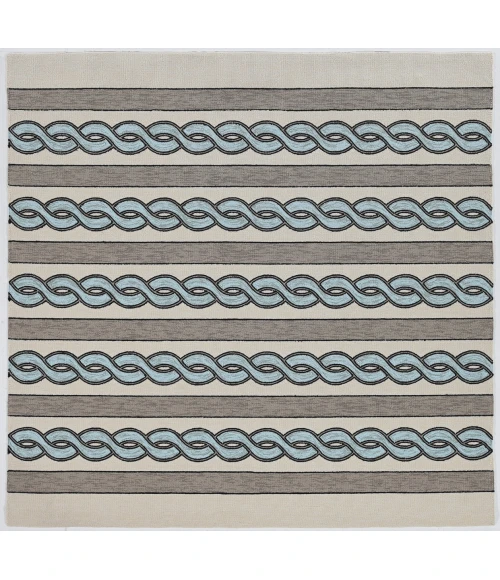 Kas Libby Langdon Hamptons 5235 Ivory/Spa Cable Knit Area Rug 7' Square