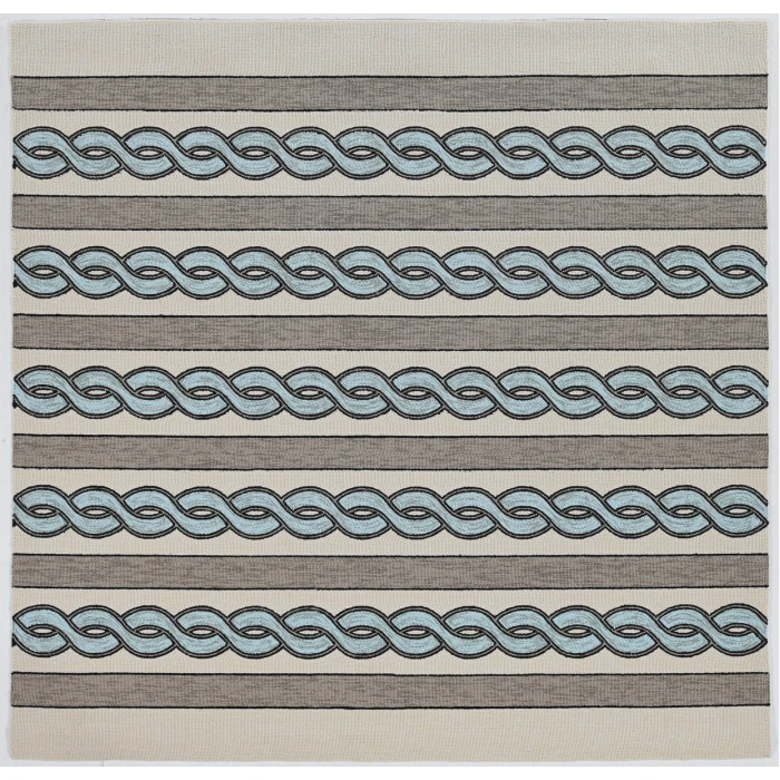 Kas Libby Langdon Hamptons 5235 Ivory/Spa Cable Knit Area Rug 7' Square