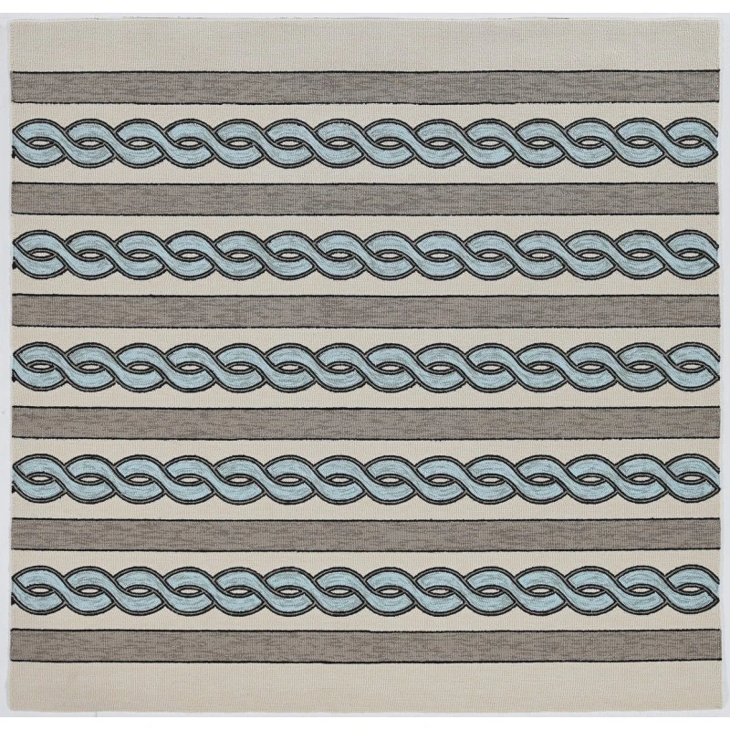 Kas Libby Langdon Hamptons 5235 Ivory/Spa Cable Knit Area Rug 6'6" x 9'6"