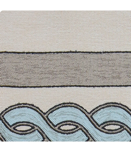 Kas Libby Langdon Hamptons 5235 Ivory/Spa Cable Knit Area Rug 7' Square