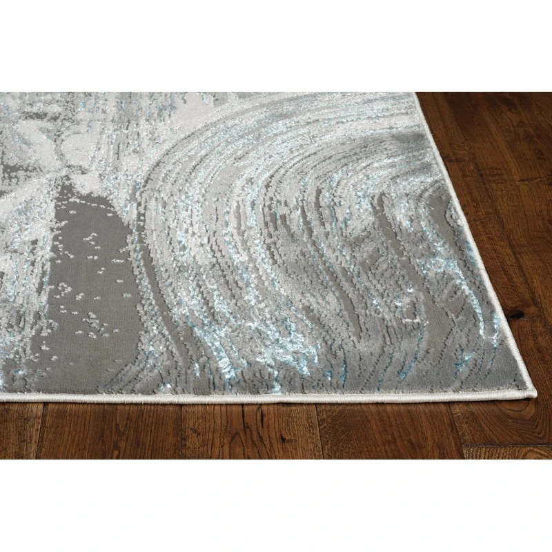 Kas Luna 7130 Silver/Blue Stroked Area Rug 9'10" x 13'2"