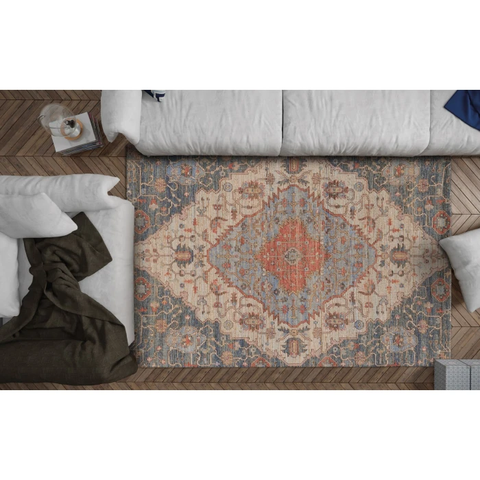 Kas Morris 2223 Blue/Red Gramercy Area Rug 8' 6" x 11"6"