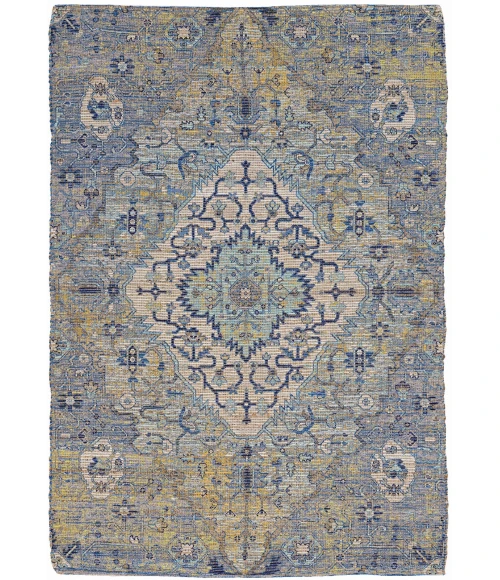 Kas Morris 2232 Blue/Yellow Gramercy Area Rug 27" x 45"