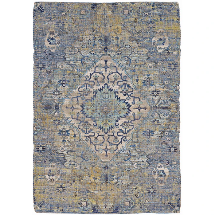 Kas Morris 2232 Blue/Yellow Gramercy Area Rug 8' 6" x 11"6"