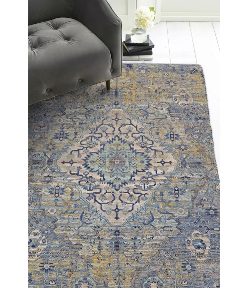 Kas Morris 2232 Blue/Yellow Gramercy Area Rug 27" x 45"