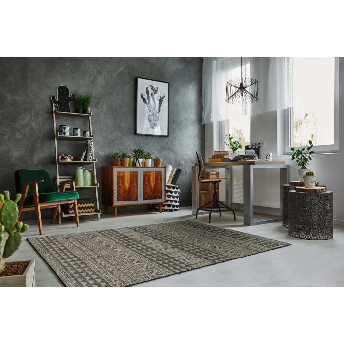 Kas Provo 5761 Charcoal Tribe Area Rug 3'3" x 4'11"