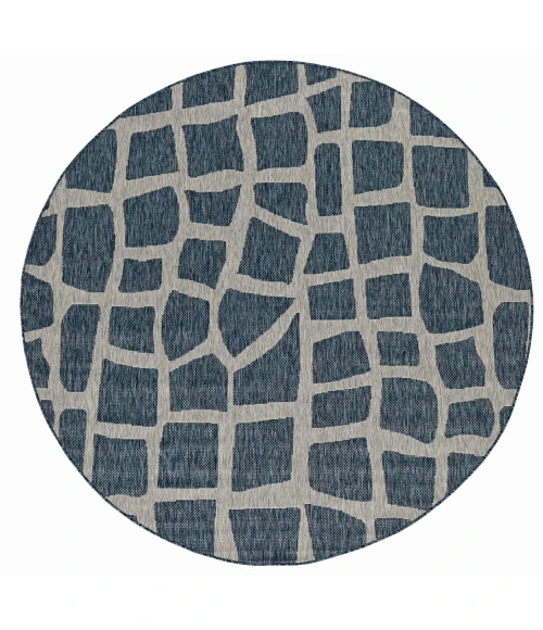 Kas Provo 5763 Blue/Grey Bedrock Area Rug 3'3" x 4'11"