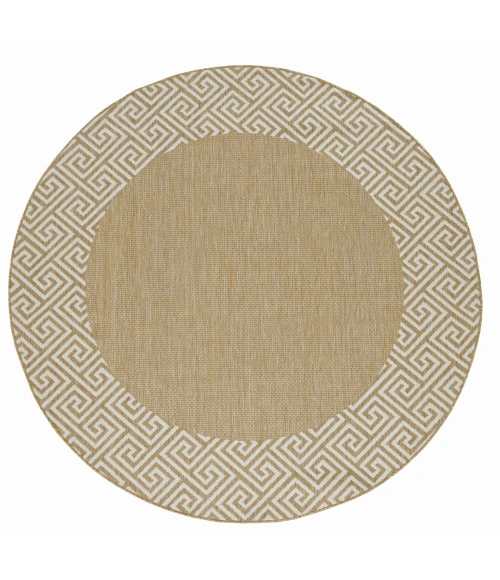 Kas Provo 5766 Natural Greek Key Area Rug 7'10" Round