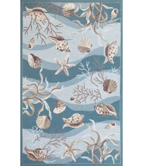 Kas Sonesta 2003 Seafoam Shells Area Rug 7'6" Round