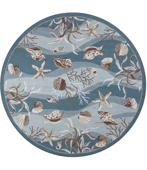Kas Sonesta 2003 Seafoam Shells Area Rug 7'6" Round