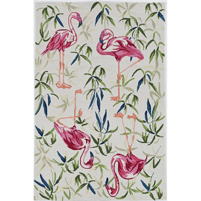 Kas Sonesta 2007 Ivory/Pink Flamingo Area Rug 7'6" x 9'6"