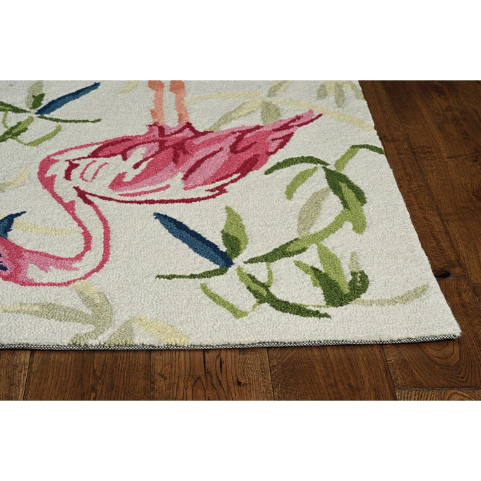Kas Sonesta 2007 Ivory/Pink Flamingo Area Rug 7'6" x 9'6"