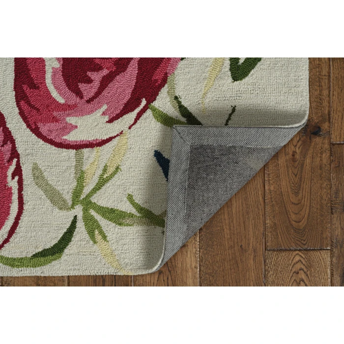 Kas Sonesta 2007 Ivory/Pink Flamingo Area Rug 7'6" x 9'6"