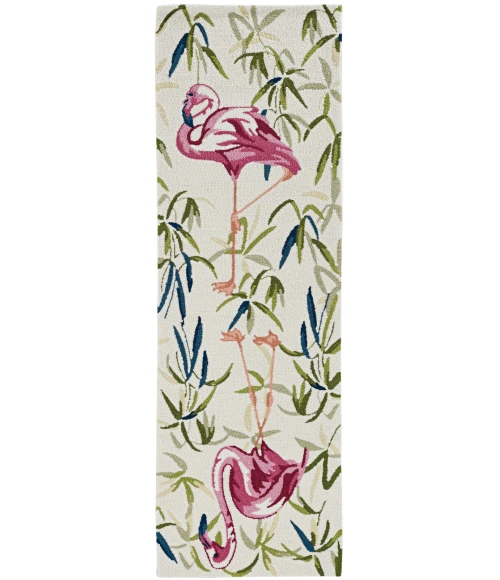 Kas Sonesta 2007 Ivory/Pink Flamingo Area Rug 7'6" x 9'6"