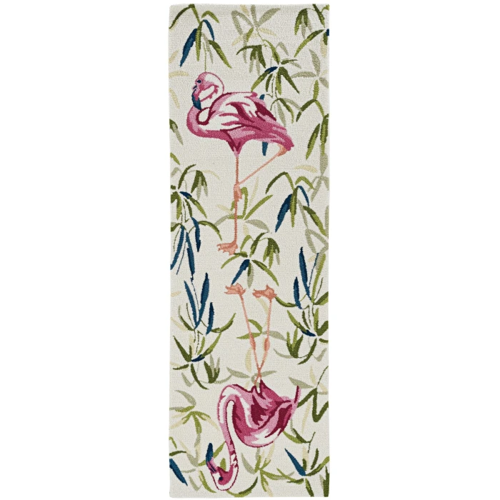 Kas Sonesta 2007 Ivory/Pink Flamingo Area Rug 7'6" x 9'6"