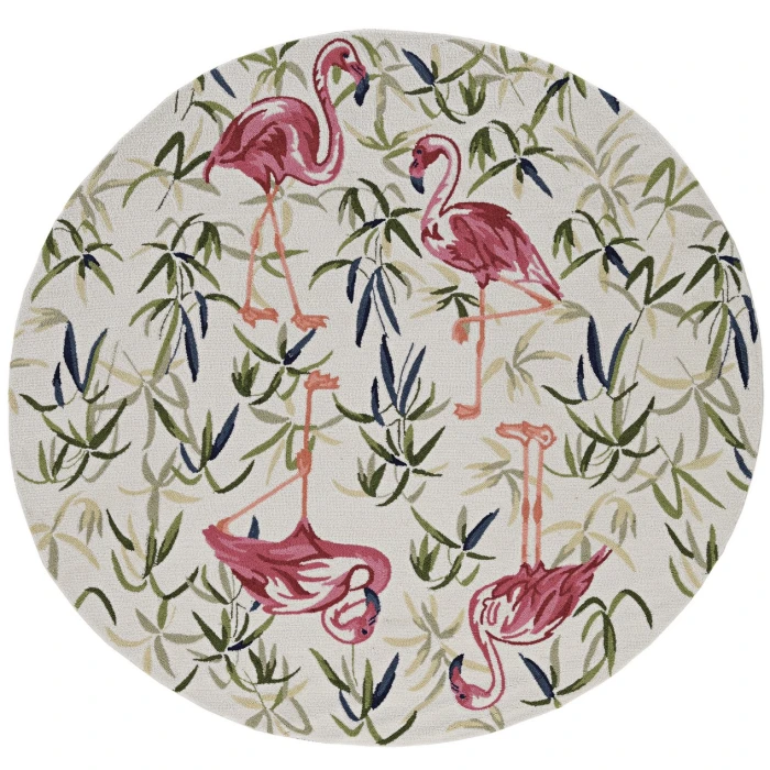 Kas Sonesta 2007 Ivory/Pink Flamingo Area Rug 7'6" x 9'6"