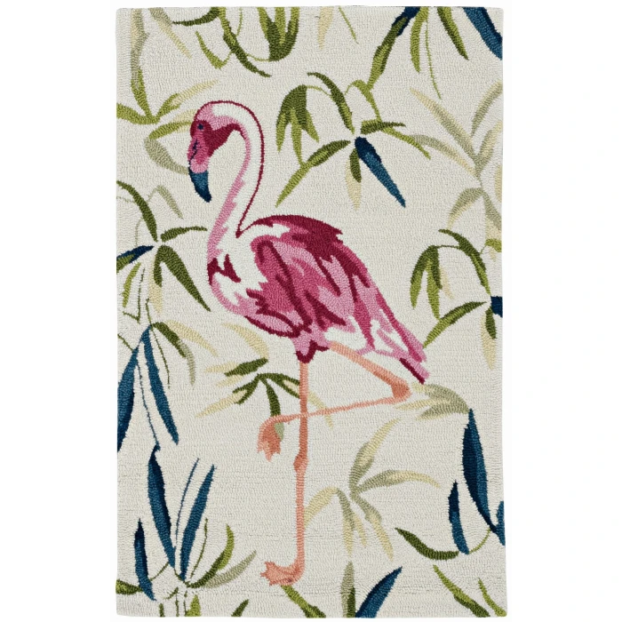 Kas Sonesta 2007 Ivory/Pink Flamingo Area Rug 7'6" x 9'6"