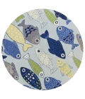 Kas Sonesta 2010 Lt Blue Sea Of Fish Area Rug 7'6" Round