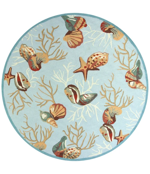Kas Sonesta 2021 Blue Coral Reef Area Rug 7'6" Round