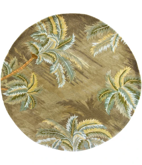 Kas Sparta 3102 Moss Palm Trees Area Rug 5'6" Round