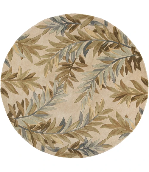 Kas Sparta 3126 Ivory Tropical Branches Area Rug 5'6" Round