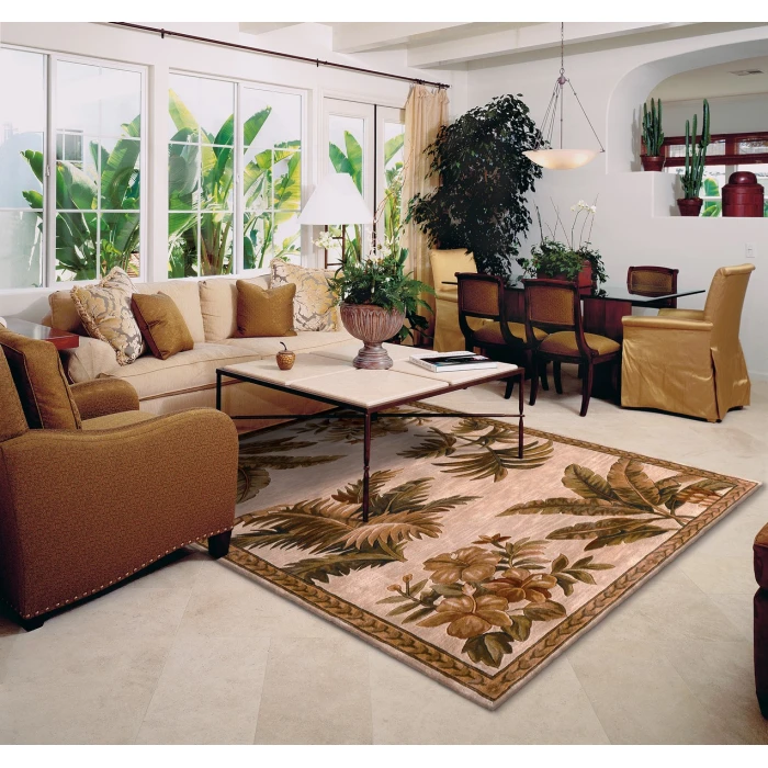 Kas Sparta 3133 Ivory Tropical Oasis Area Rug 5'3" x 8'3"