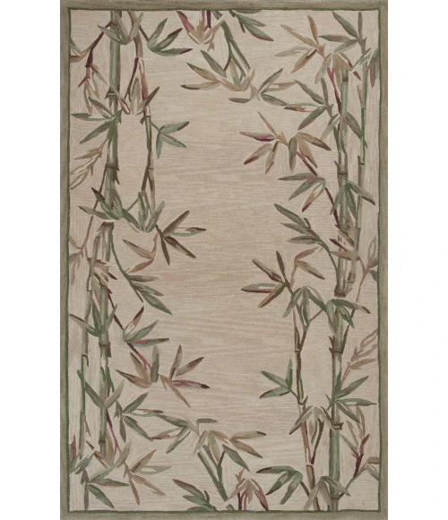 Kas Sparta 3146 Ivory Bamboo Border Area Rug 3'6" x 5'6"