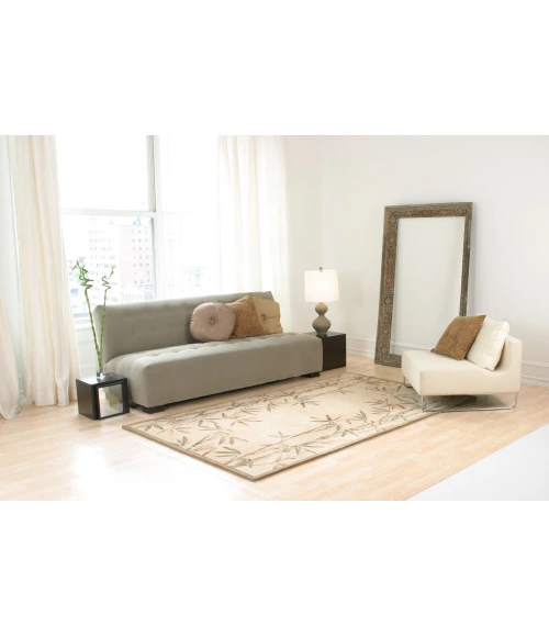 Kas Sparta 3146 Ivory Bamboo Border Area Rug 3'6" x 5'6"