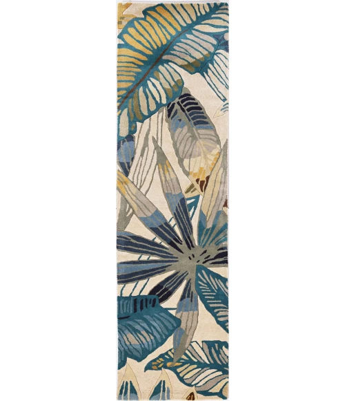 Kas Sparta 3154 Ivory/Teal Nassau Area Rug 2'6" x 10' Runner