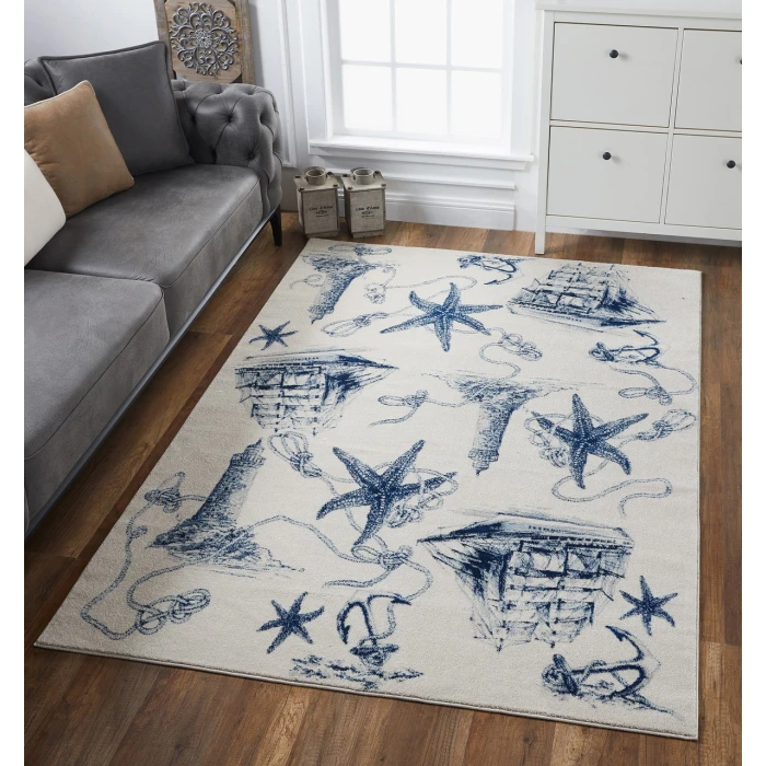 Kas Stella 6269 Ivory/Navy Coast Area Rug 9'10" x 13'2"