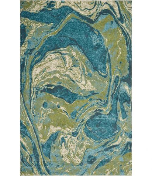 Kas Watercolors 6238 Teal Geode 3'3" x 4'11"